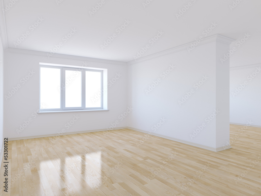 Fototapeta premium Empty room with wooden floor