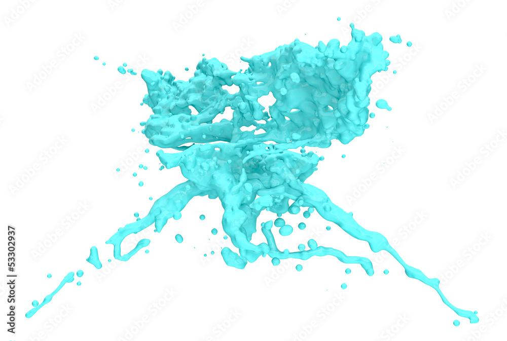 Obraz premium light blue color splashes collide, isolated on white