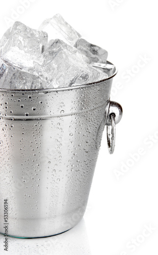 Metal ice bucket isolated on white