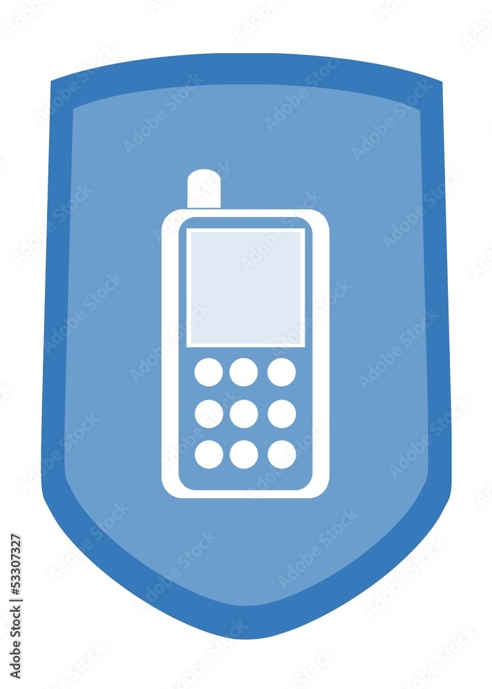 Téléphone portable dans un blason Téléphone portable dans un blason