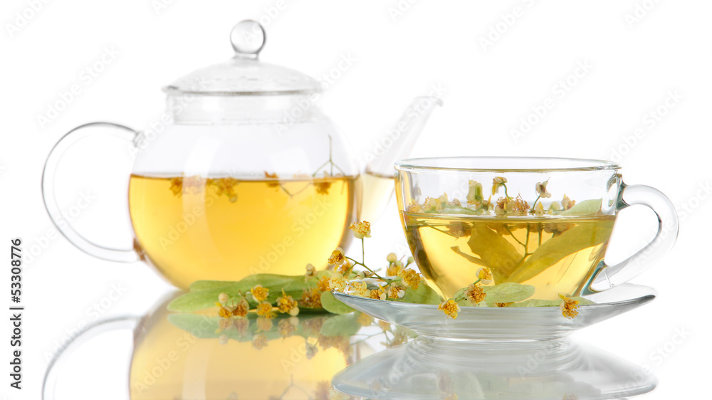 Kettle and cup of tea with linden Kettle and cup of tea with linden