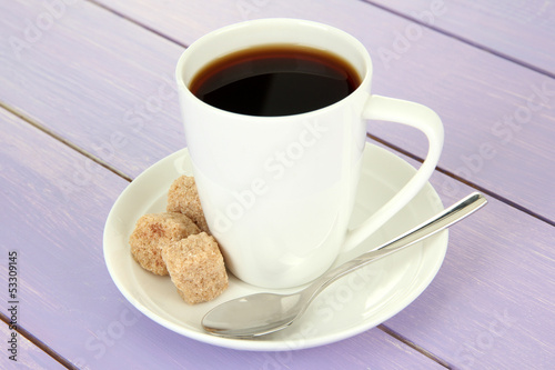 Fototapeta Naklejka Na Ścianę i Meble -  Cup of coffee, on color wooden background