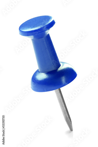 close up of a blue pushpin