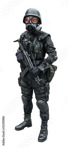 Special force soldier standing in isolation background