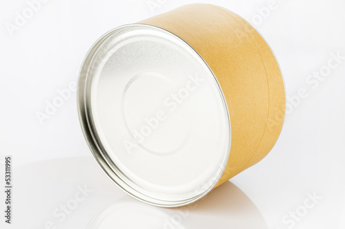 open round box, cardboard made, on white background