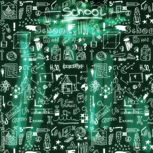 School seamless doodle texture, blackboard