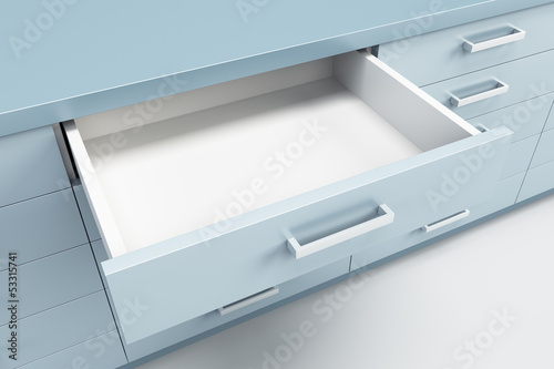 Fotografering cupboard with opened drawer