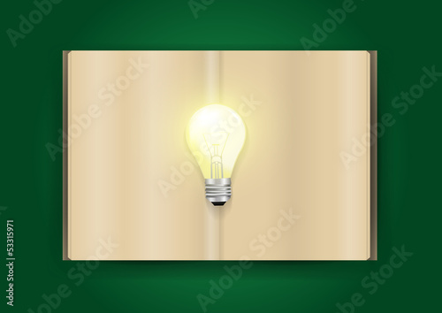 Vector book and light bulb of bright idea concept