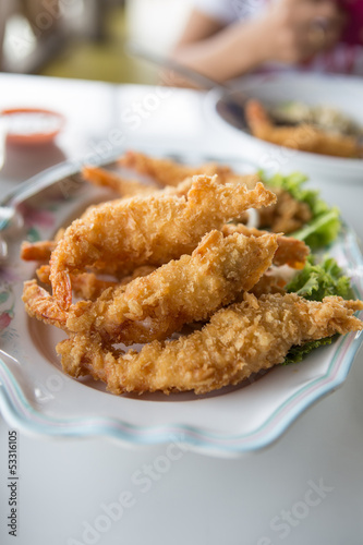 Oriental style fried prawns