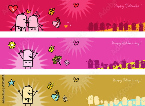 banners for Valentine, Mothers & Fathers
