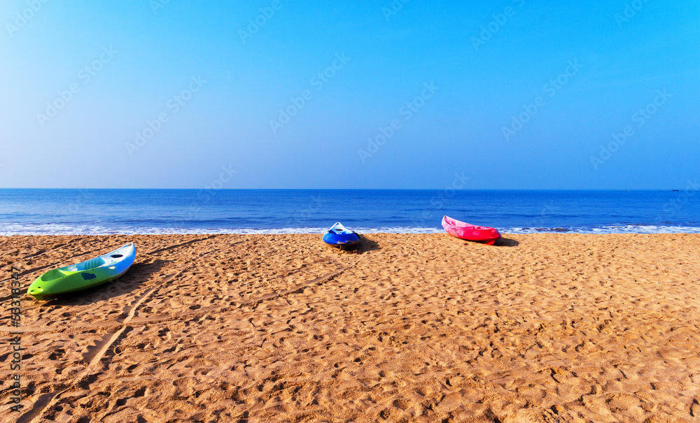 Boats on the beach, Goa, India
