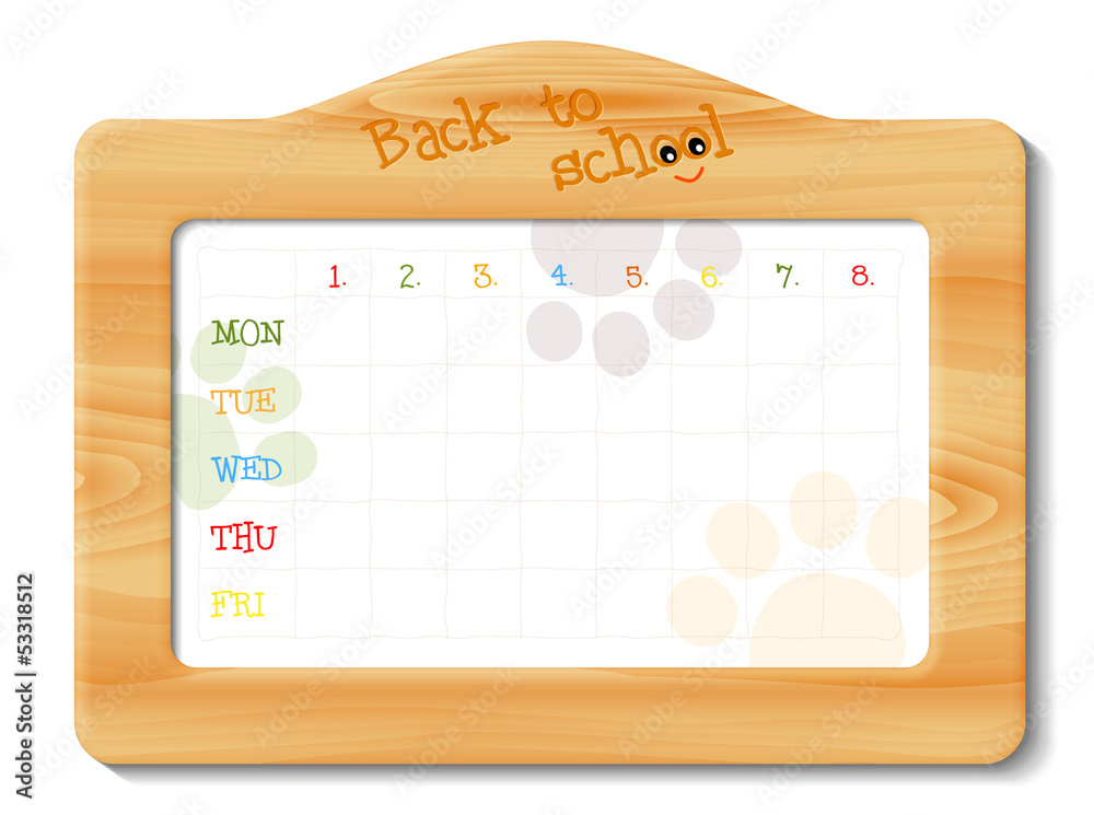 school timetable in wooden frame school timetable in wooden frame