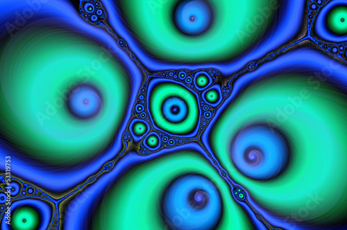 Fractal - dreamy pattern with turquise and blue spirals.