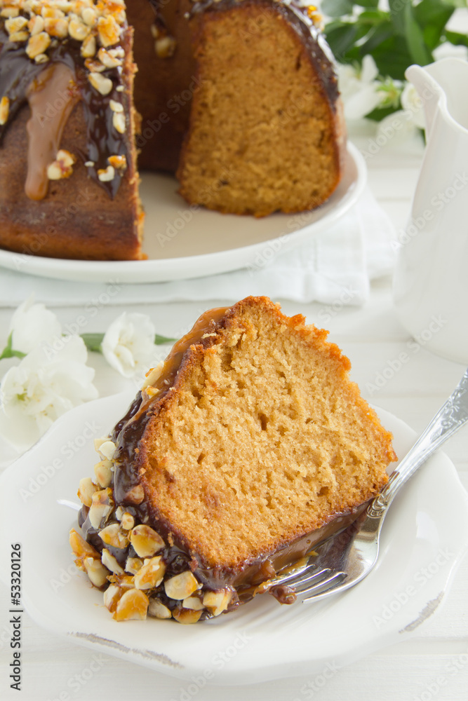 Christmas cake with condensed milk, chocolate,