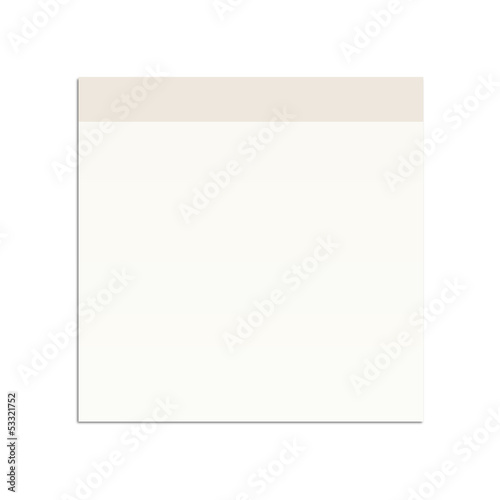 White, light grey stick note on white background