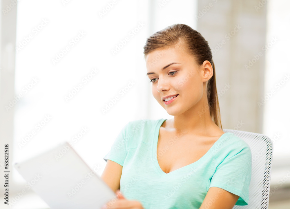 smiling student girl with tablet pc smiling student girl with tablet pc