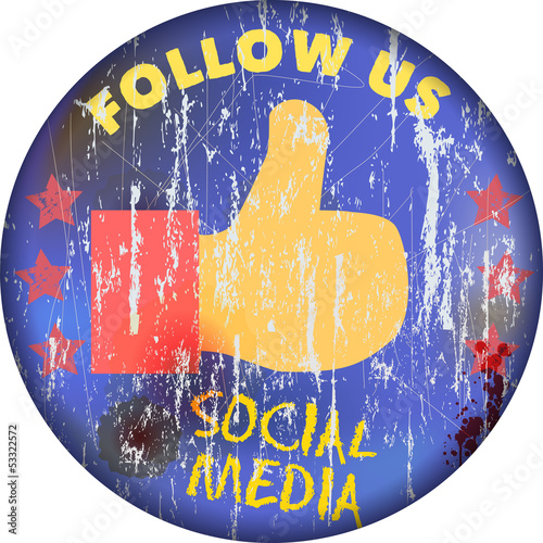 Social media sign, vintage style, vector illustration