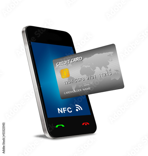 smartphone with Near Field Communication (NFC) showing a credit