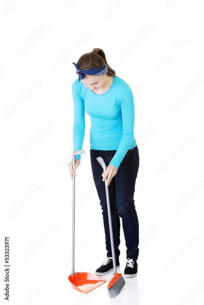 Happy cleaning woman portrait