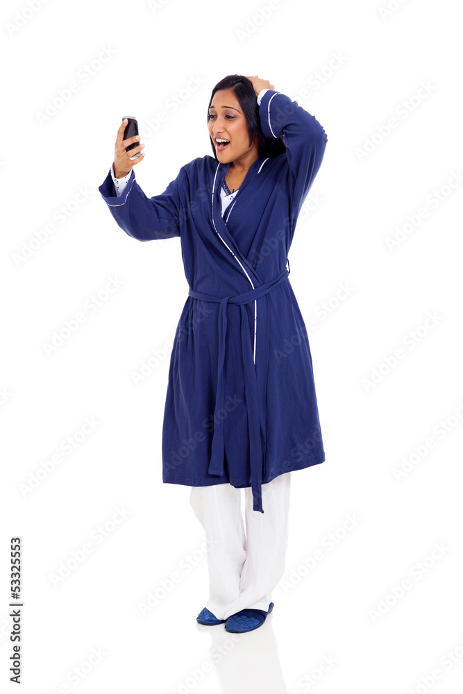 young indian woman late for work young indian woman late for work