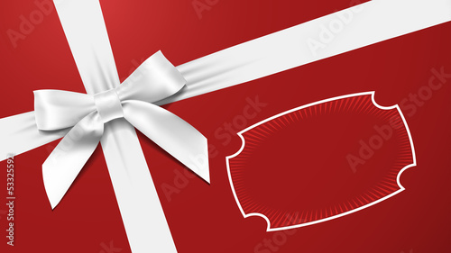 White bow on a red background