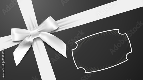 White bow on a black background