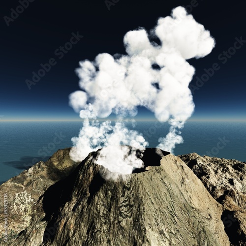 Volcanic eruption on the island