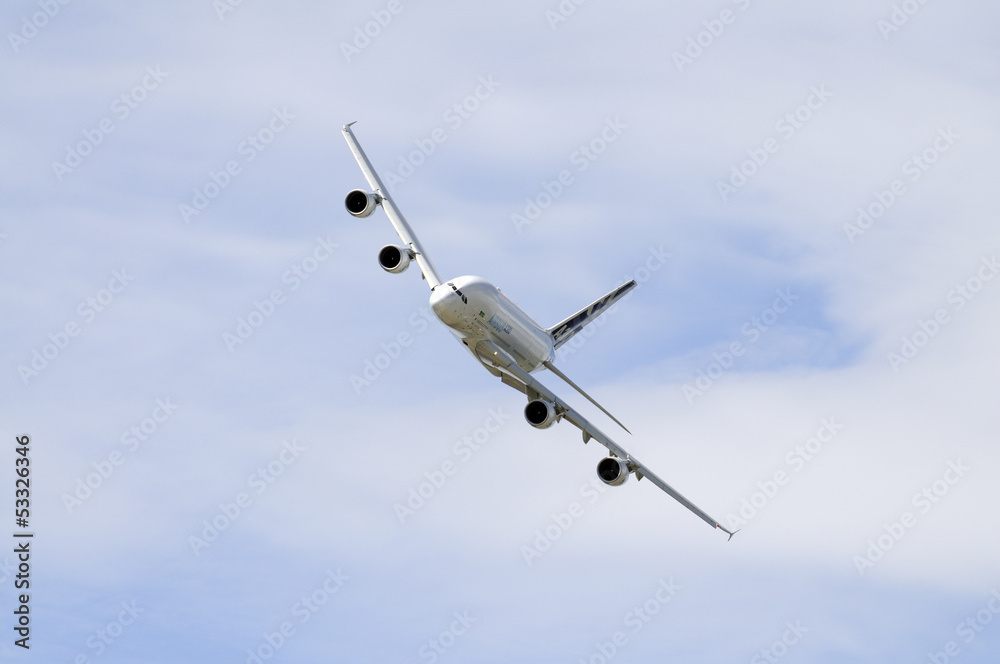 A 380 Airbus passenger jet in flight