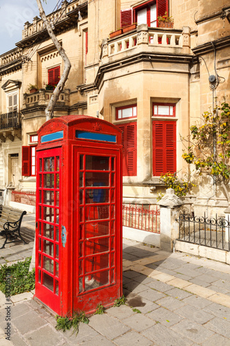 English telephone box on a summer
