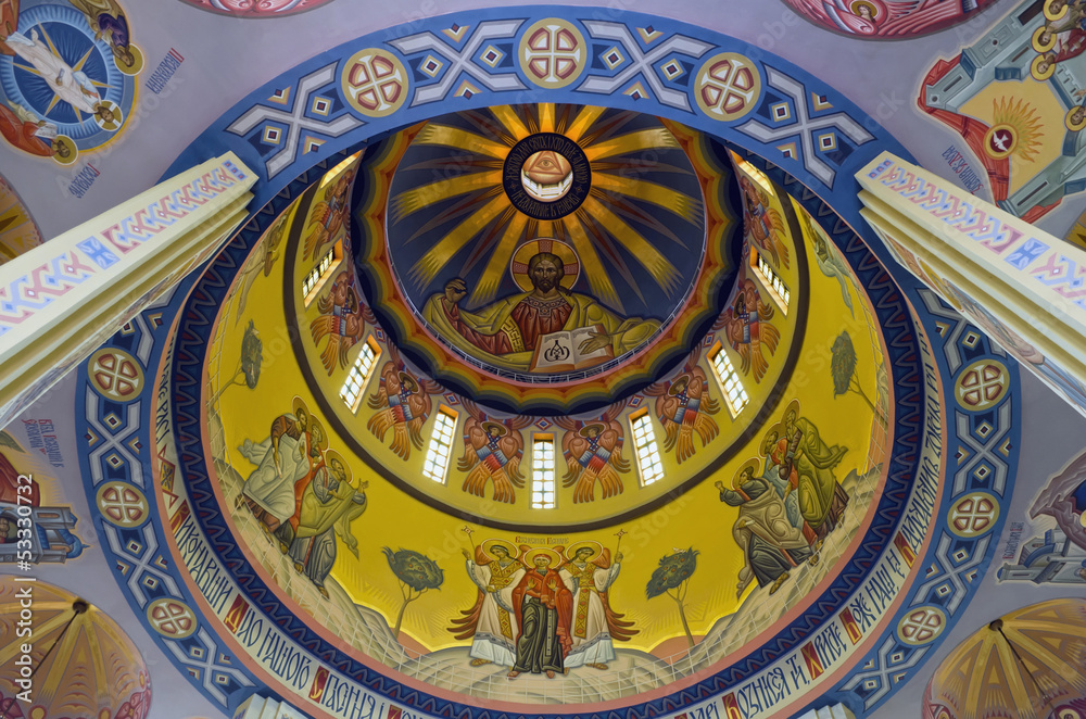 Wall painting on the dome of a church in Lvov