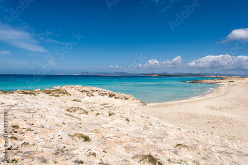 Illetes beach in Formentera island  Mediterranean sea  Spain
