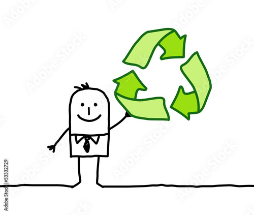 businessman & recycling sign 