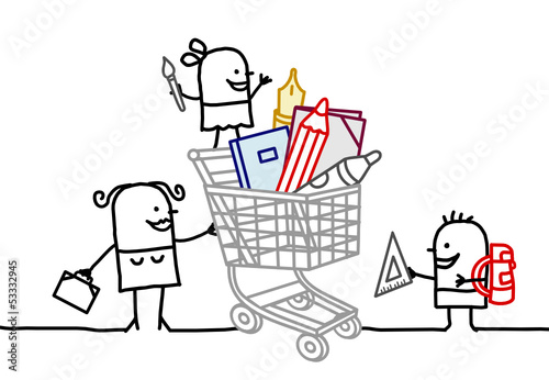 shopping cart & school supplies