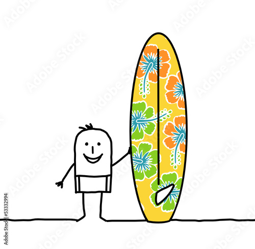 man & surfboard