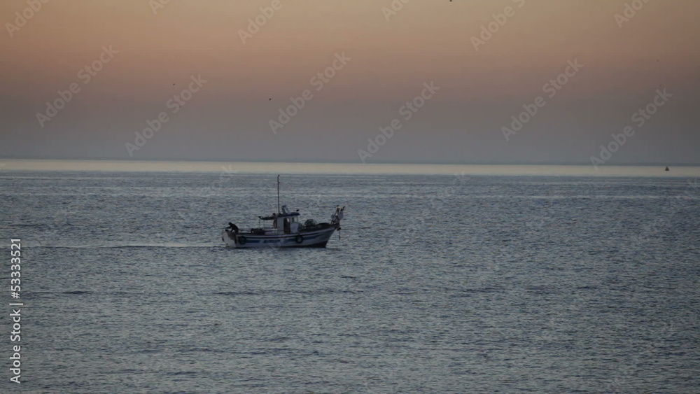 Fishing boat and Mediterranean Sea at dawn, Andalusia, Spain. Fishing boat and Mediterranean Sea at dawn, Andalusia, Spain.