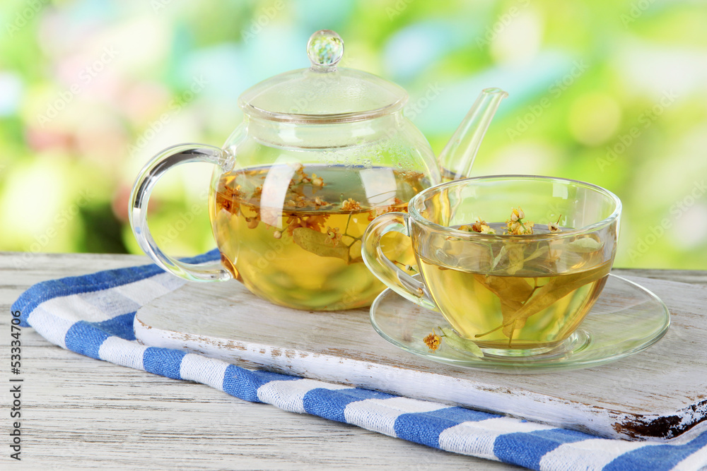 Kettle and cup of tea with linden Kettle and cup of tea with linden