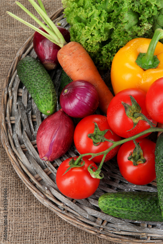 Fresh vegetables on burlap background Fresh vegetables on burlap background
