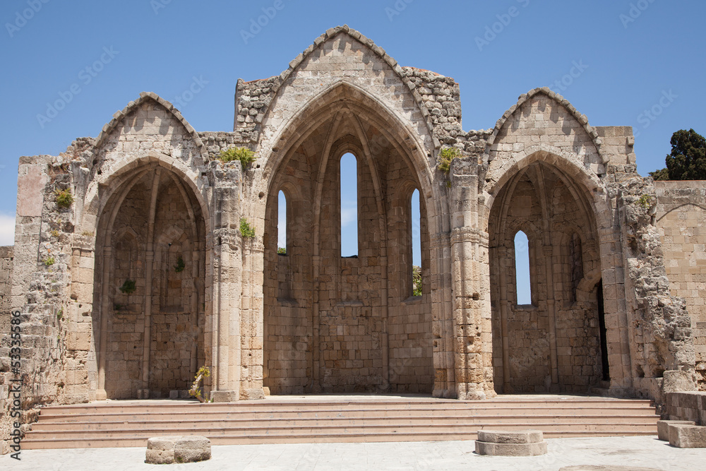 Ruine der Kirche Panagia tou Bourgou, Rhodos