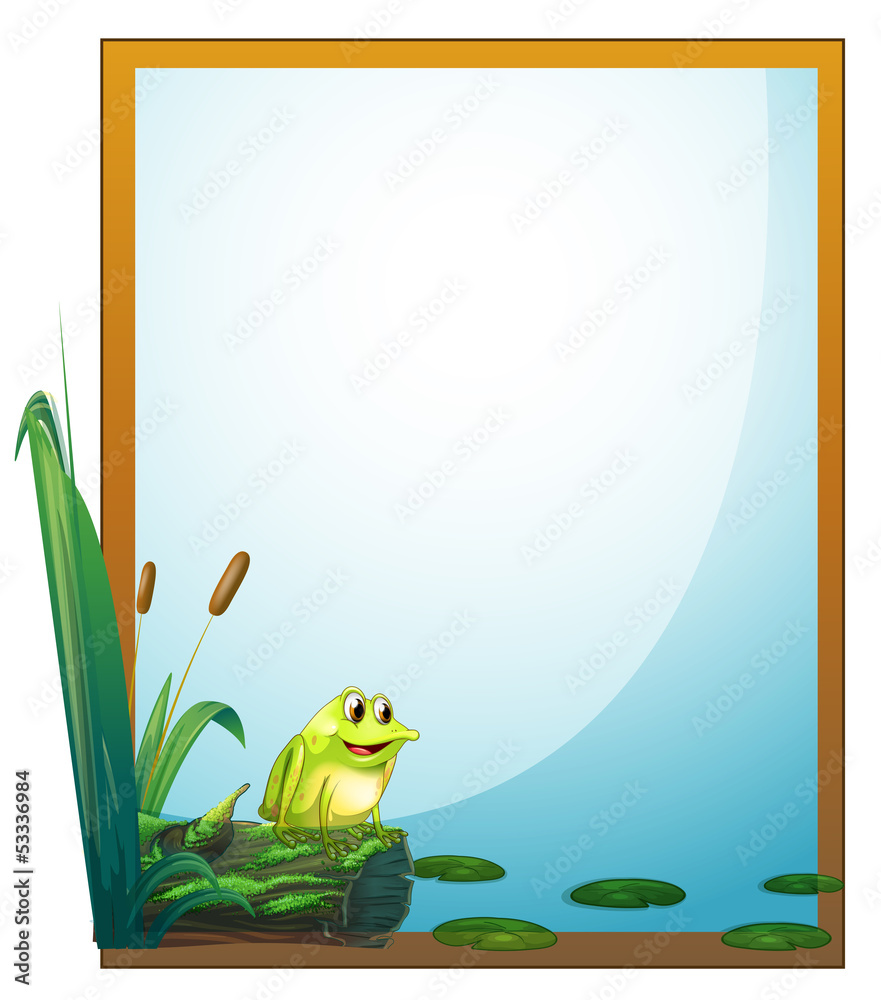Fototapeta premium A frame with a frog in the pond