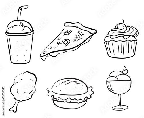 Doodle designs of the different foods