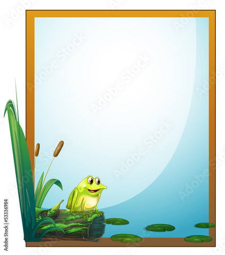 A frame with a frog in the pond