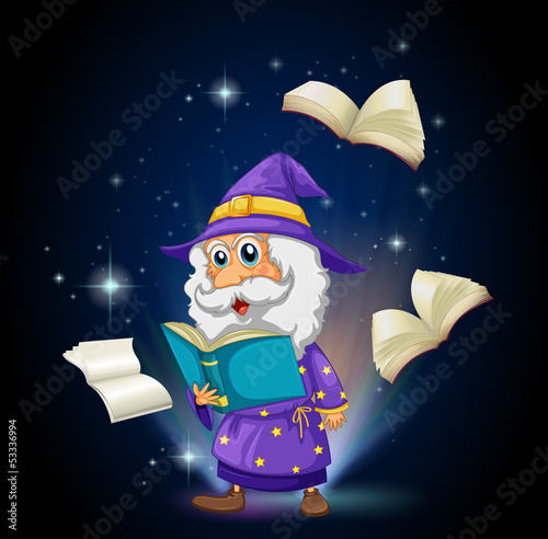 A wizard with many books
