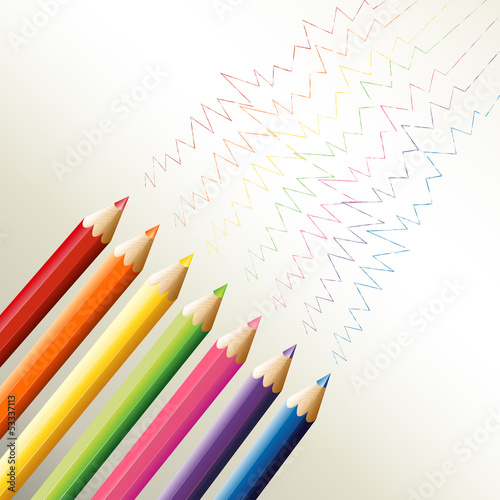 Colorful pencils with zigzag lines