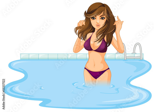 A girl in the swimming pool