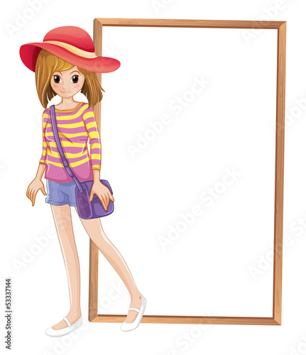 A fashionable teenager in front of the empty frame