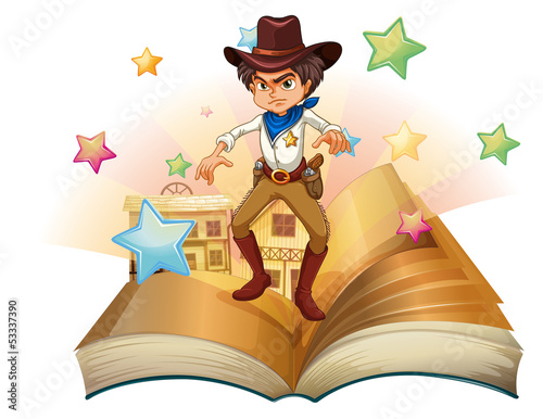 A book with a cowboy and stars