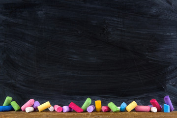 Black old empty chalkboard