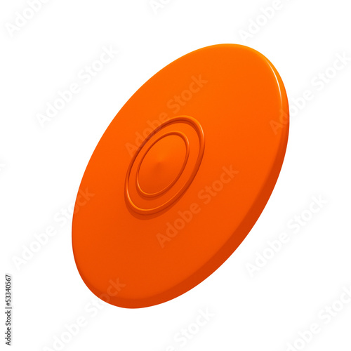 Orange flying disc (3D render).