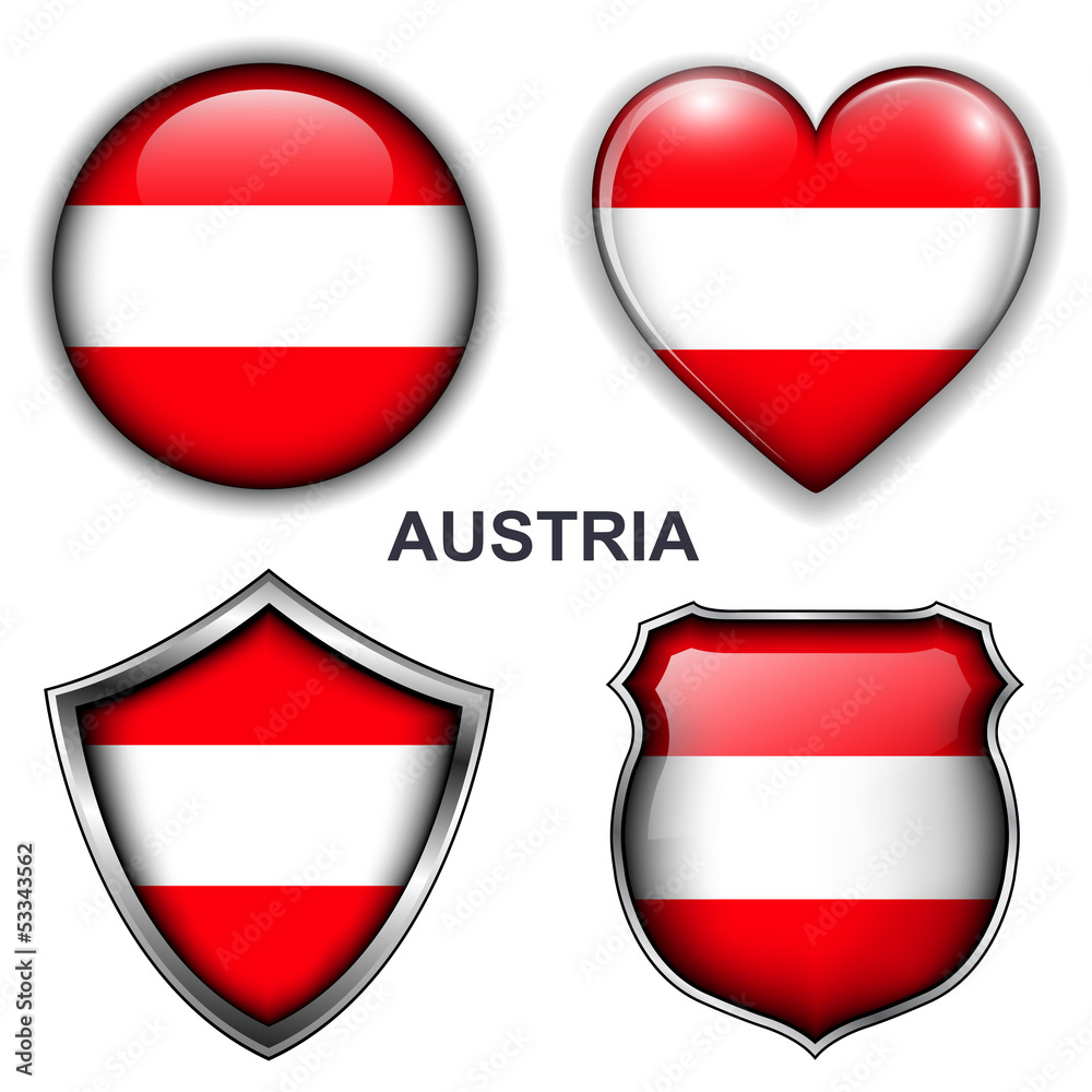 Austria flag icons, vector buttons. Austria flag icons, vector buttons.