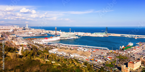 view of Barcelona from Montjuic to Port Vell